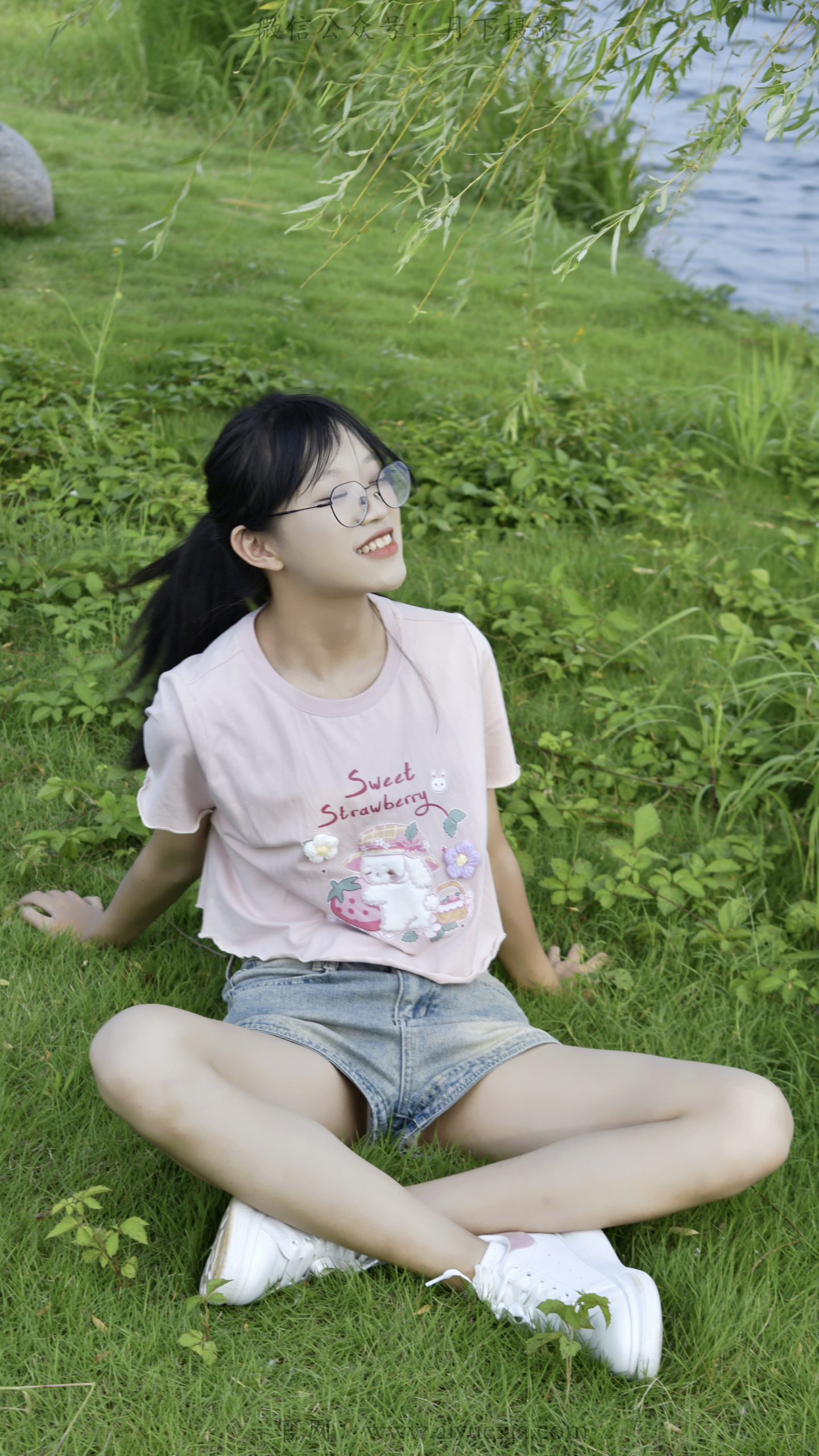 854/小念~【小白袜】蓝道柳岸粉T牛仔，白袜板鞋尽显夏日灵动少女姿态。